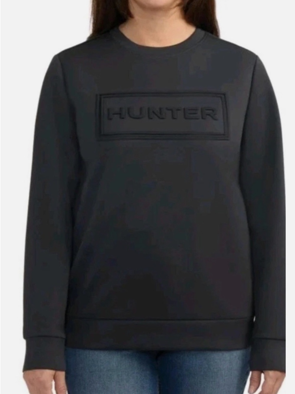 Hunter Black Embossed Logo Crewneck Sweatshirt